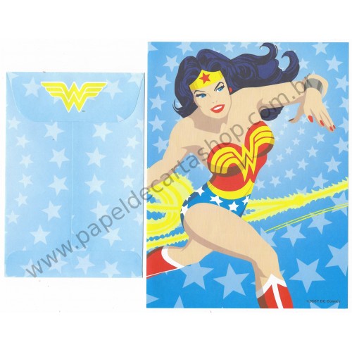 Ano 2007. Kit 2 Conjuntos de Papel de Carta Wonder Woman
