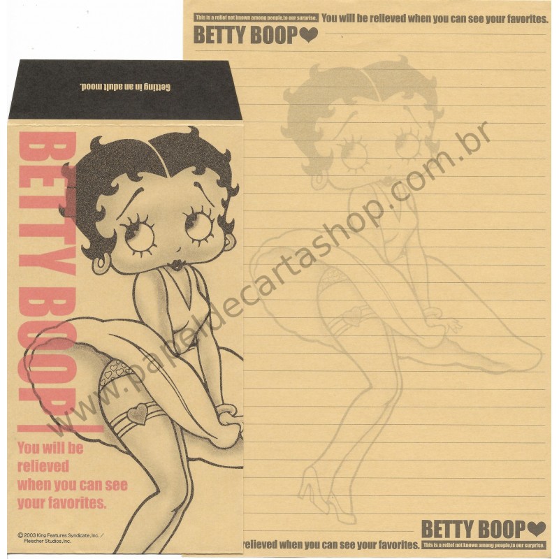 Ano 2003. Conjunto de Papel de Carta IMPORTADO Betty Boop King Kraft