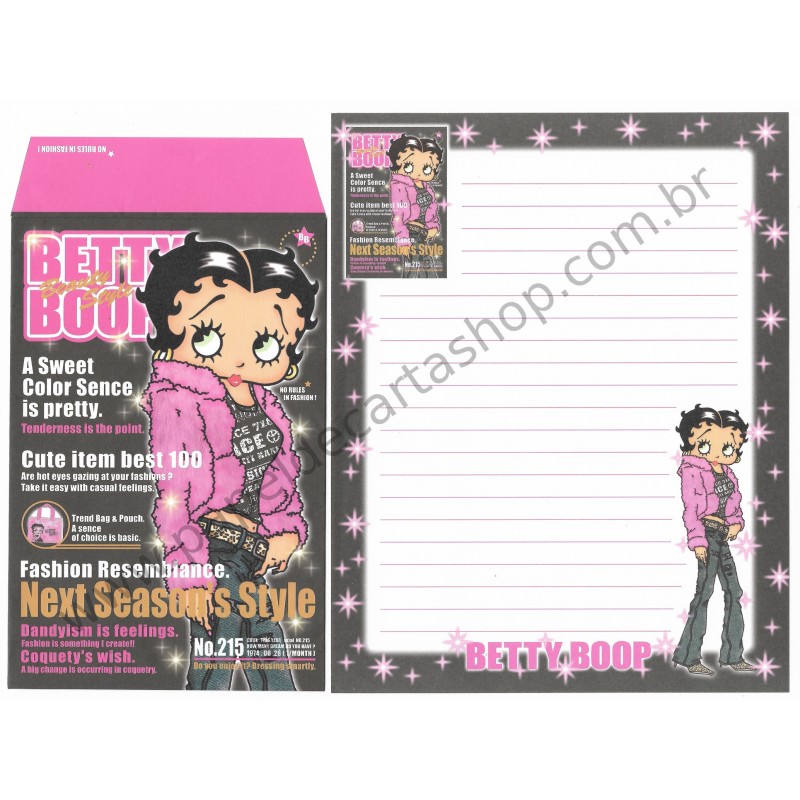 Ano 2004. Conjunto de Papel de Carta IMPORTADO Betty Boop CRUX 2