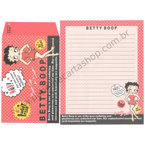 Ano 2004. Conjunto de Papel de Carta IMPORTADO Betty Boop CRUX 4