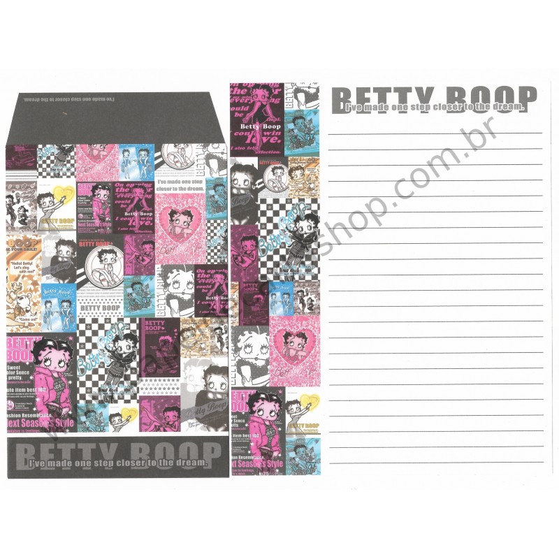 Ano 2004. Conjunto de Papel de Carta IMPORTADO Betty Boop CRUX 6