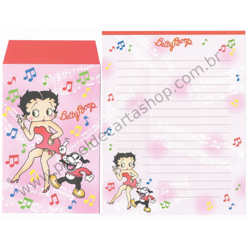 Ano 2003. Conjunto de Papel de Carta IMPORTADO Betty Boop King 1