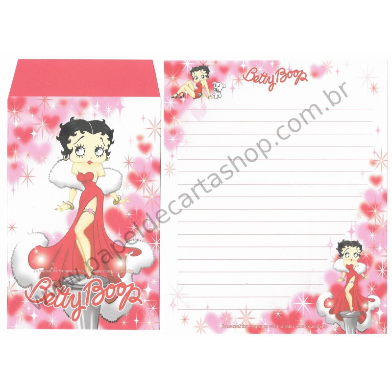 Ano 2003. Conjunto de Papel de Carta IMPORTADO Betty Boop King 3