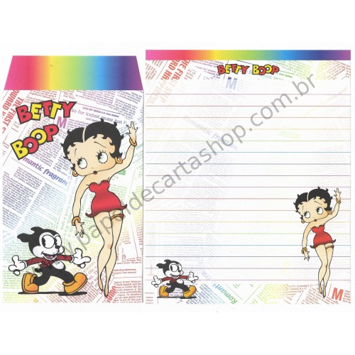 Ano 2003. Conjunto de Papel de Carta IMPORTADO Betty Boop King 4