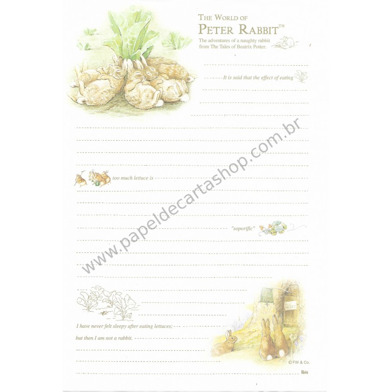 Papel de Carta Importado Peter Rabbit Ibis 1