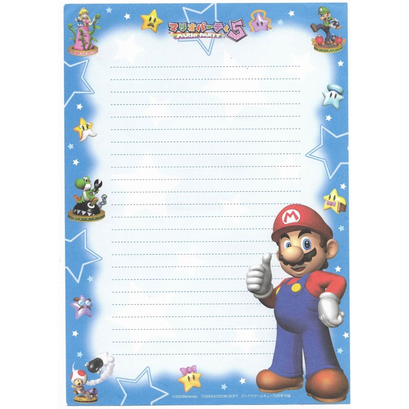 Ano 2003. Papel de Carta Importado Mario Bros. Party