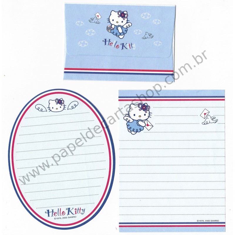 Ano 2002. Conjunto de Mini-Papel de Carta Hello Kitty French Sanrio