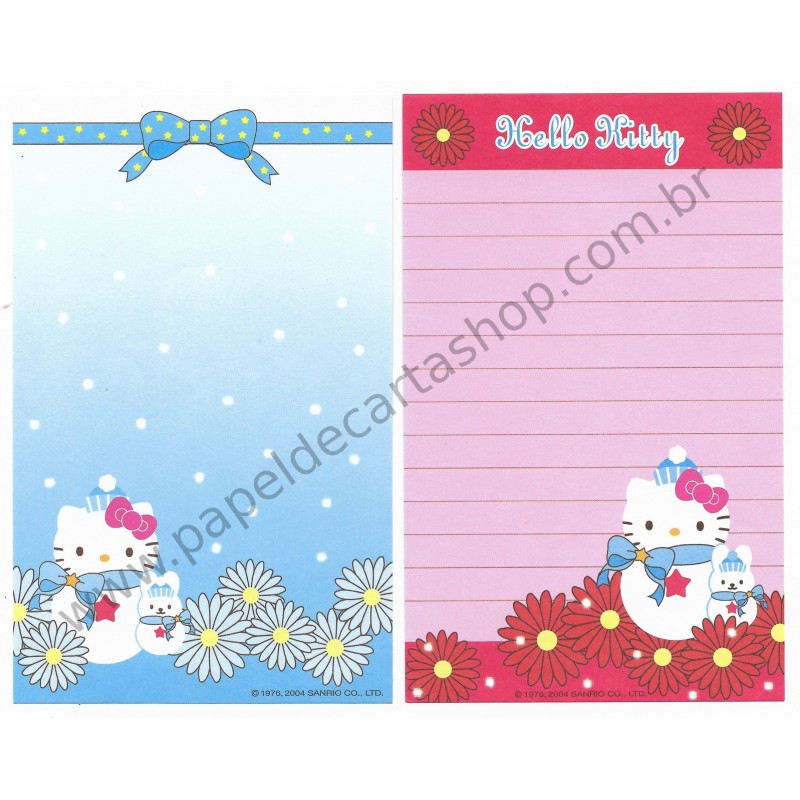 Ano 2002. Kit 2 Notas Hello Kitty Boneco de Neve Sanrio