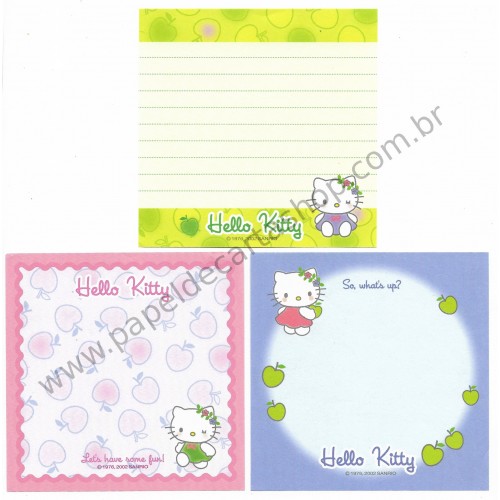 Ano 2002. Kit 3 Notas Hello Kitty Green Apple Sanrio