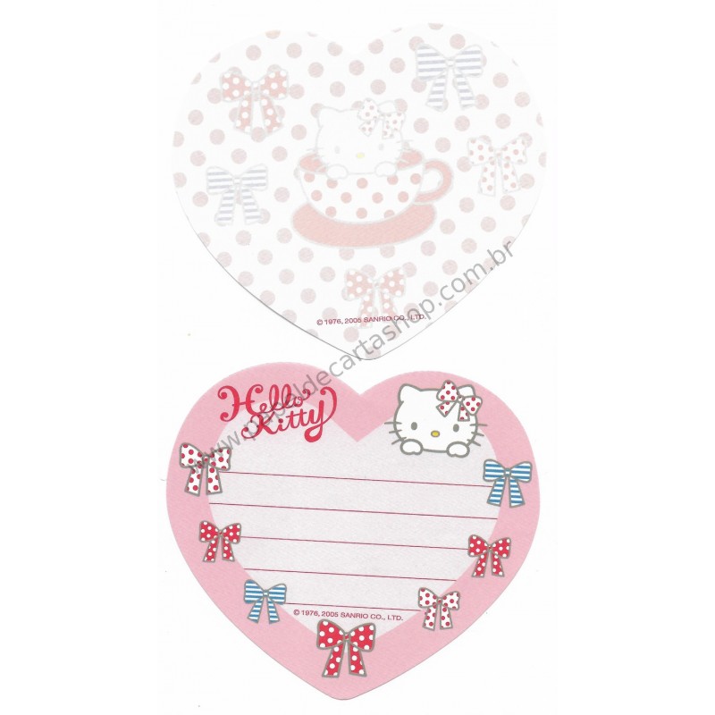 Ano 2005. Kit 2 Notinhas Hello Kitty Cup Sanrio