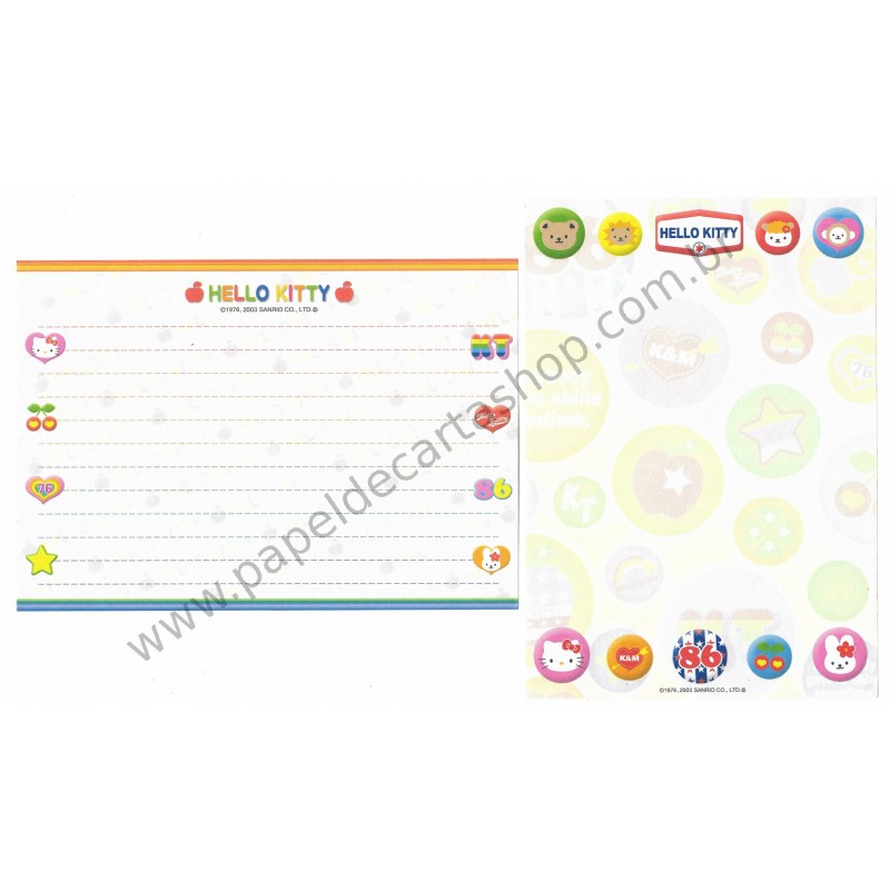 Ano 2003. Kit 2 Notas Hello Kitty K&M Sanrio