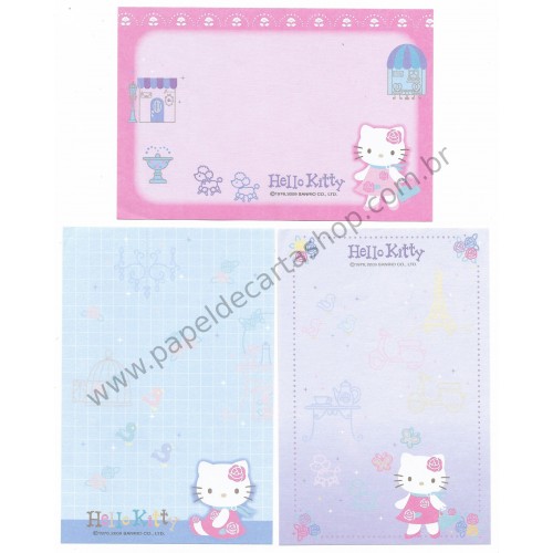 Ano 2009. Kit 3 Notas Hello Kitty French Sanrio