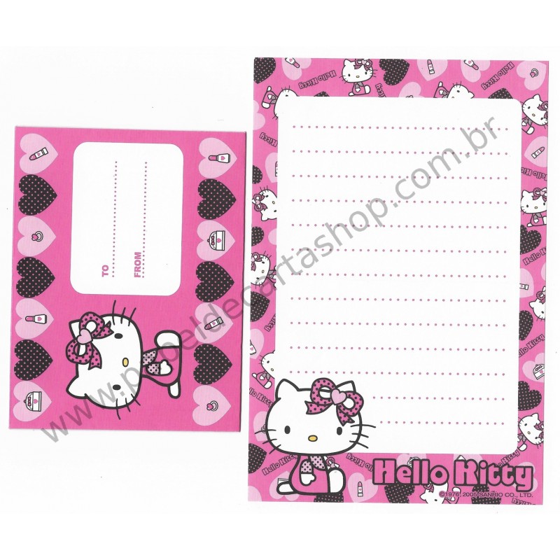 Ano 2005. Conjunto de Papel de Carta Pequeno Hello Heart RBL Sanrio