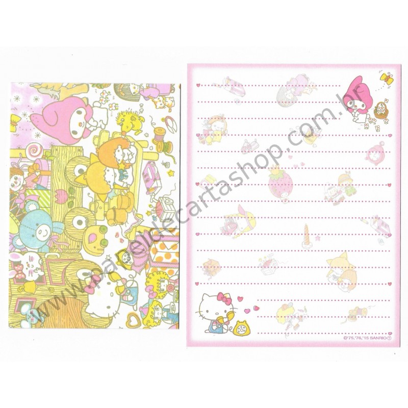 Ano 2015. Conjunto de Mini-Papel de Carta Hello Kitty & SANRIO CHARACTERS Fun All Around 3