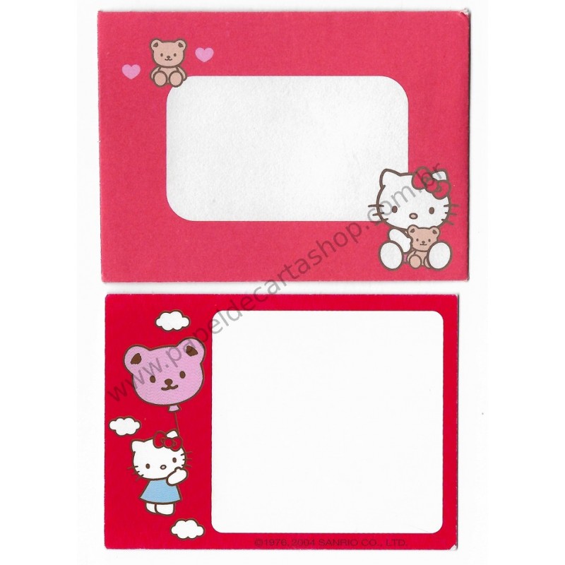 Ano 2004. Mini-Cartão Hello Kitty & Bear Sanrio