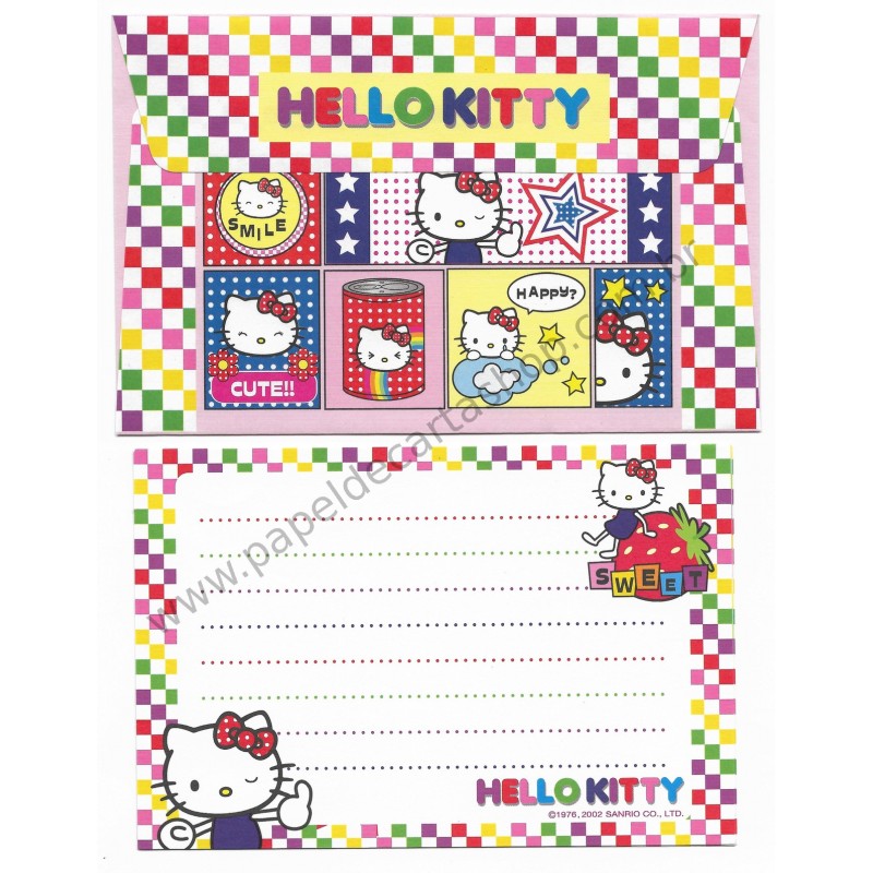 Ano 2002. Conjunto de Papel de Carta P Hello Kitty Happy Sanrio