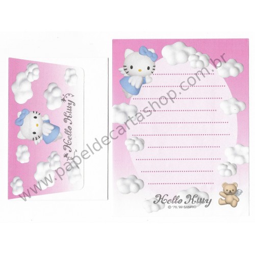 Ano 1999. Conjunto de Mini-Papel de Carta Hello Kitty Angel TRIO CRS Sanrio