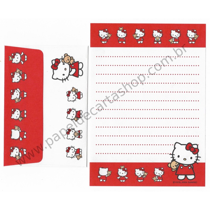 Ano 2004. Conjunto de Papel de Carta P Hello Kitty Bear Sanrio