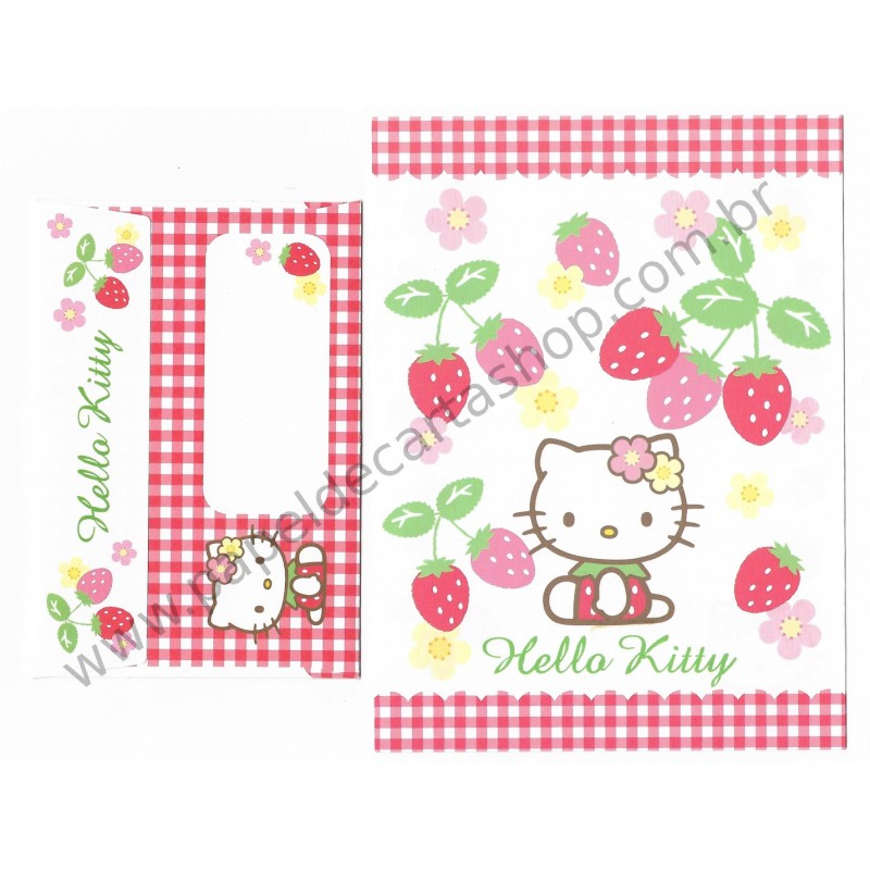 Ano 2007. Conjunto de Papel de Carta Hello Kitty Straw CVM P Sanrio
