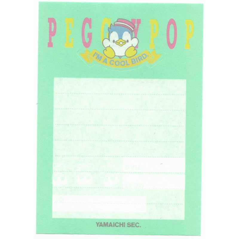 Ano 1995. Nota Dobrável Peggypop Vintage Sanrio