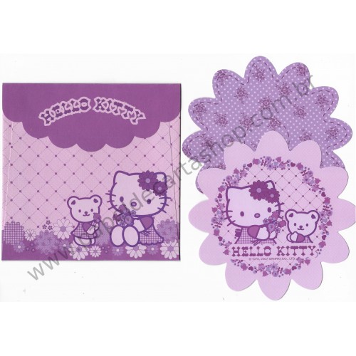 Ano 2007. Conjunto de Papel de Carta Hello Kitty Flores DC Sanrio