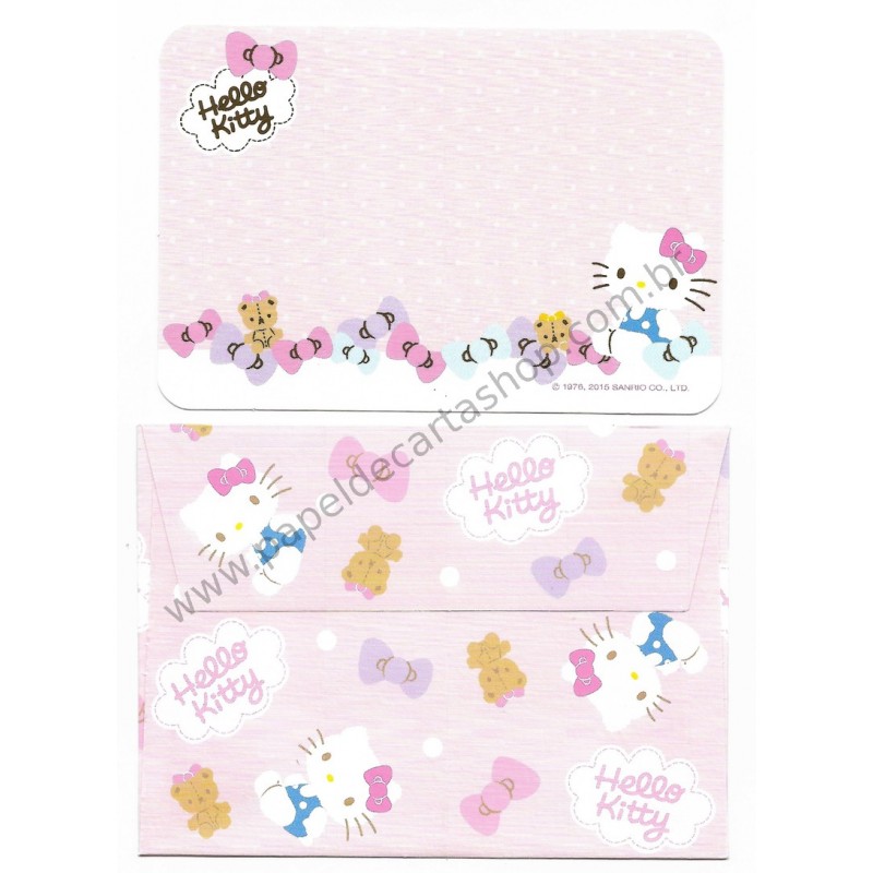 Ano 2015. Kit Mini-Cartão de Mensagem Hello Kitty Ribbons Sanrio