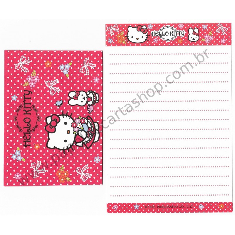 Ano 2009. Conjunto de Mini-Papel de Carta Hello Kitty (CVM) Sanrio