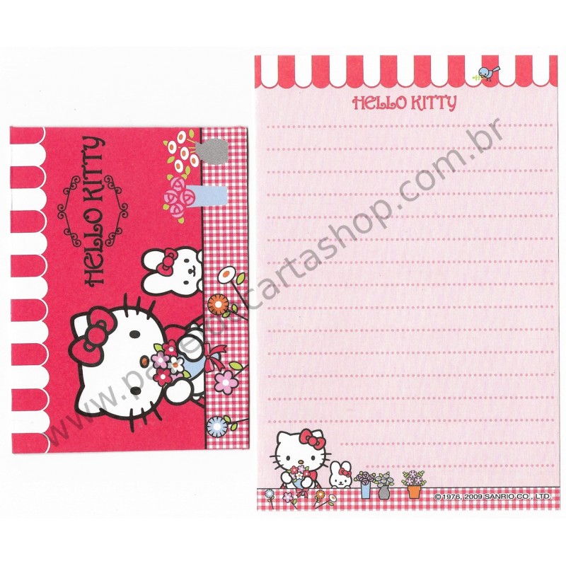 Ano 2009. Conjunto de Mini-Papel de Carta Hello Kitty (CVMLT) Sanrio