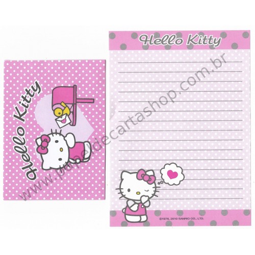 Ano 2010. Conjunto de Mini-Papel de Carta Hello Kitty (CLL) Sanrio