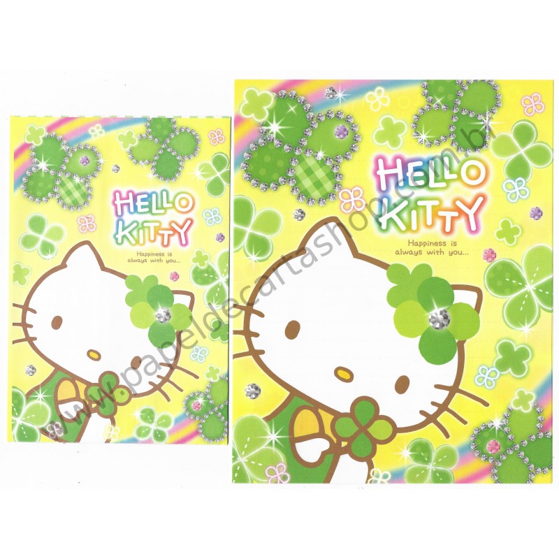 Ano 2013. Conjunto de Papel de Carta Hello Kitty Clovers Sanrio