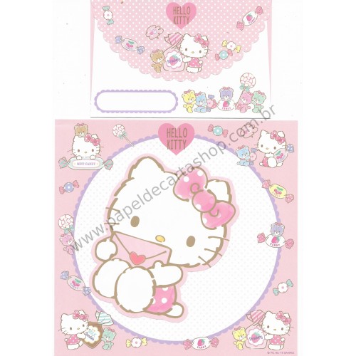 Ano 2016. Kit 2 Conjuntos de Papel de Carta Hello Kitty Letter Sanrio