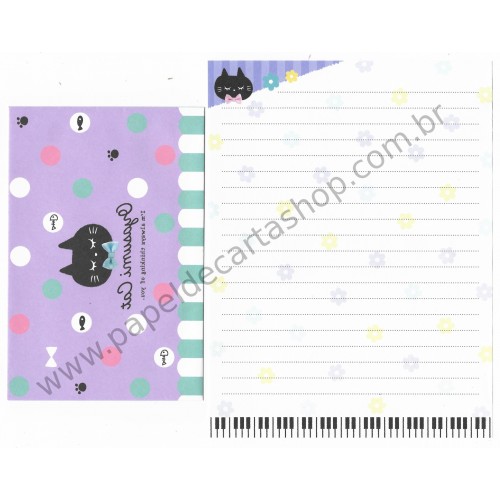 Conjunto de Papel de Carta Oyasumi Cat - Crux Japan