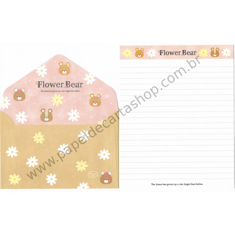 Conjunto de Papel de Carta Flower Bear CRS - Crux Japan