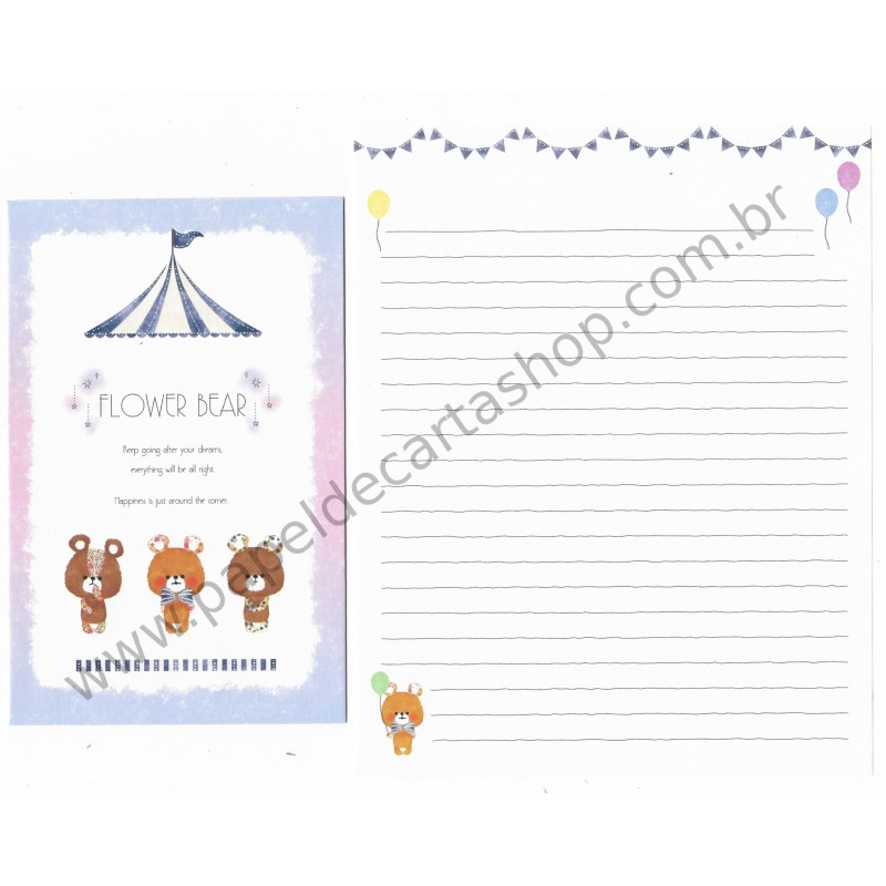 Conjunto de Papel de Carta Flower Bear CLL - Crux Japan