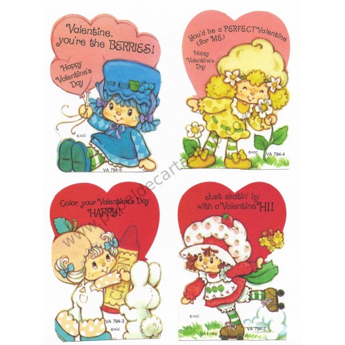 Kit 5 Mini-Cartões de Mensagem Valentines Antigo Importado Moranguinho