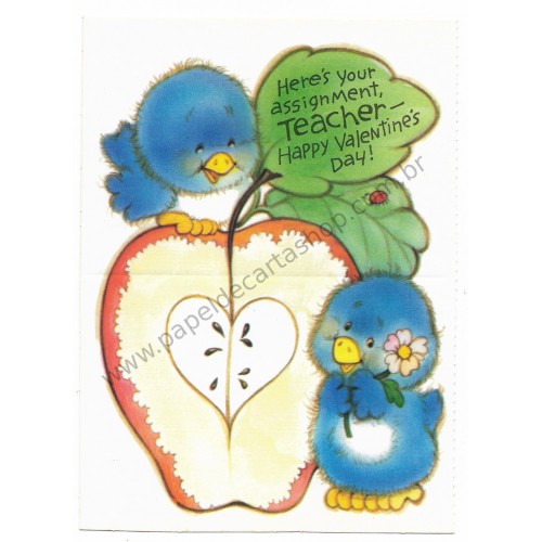 Kit 5 Mini-Cartões de Mensagem Valentines Antigo Importado Ursinhos Carinhosos