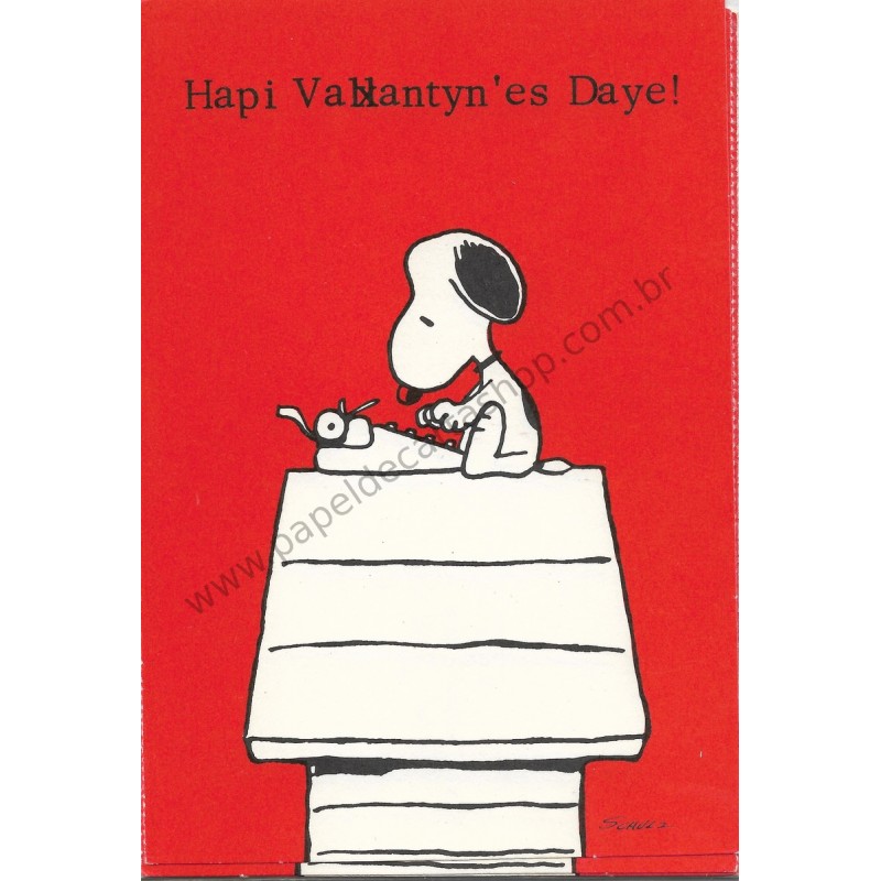 Cartão Postal Valentines Antigo VINTAGE Importado Snoopy