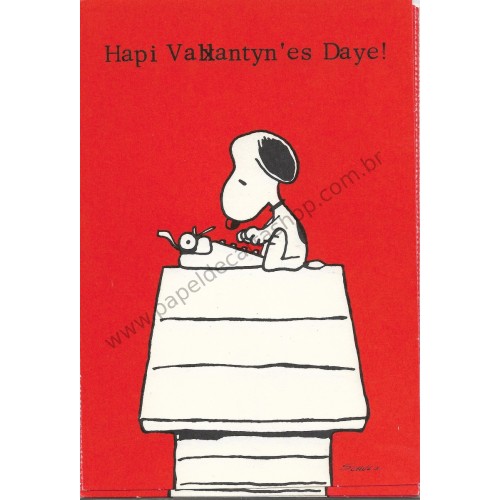 Cartão Postal Valentines Antigo VINTAGE Importado Snoopy
