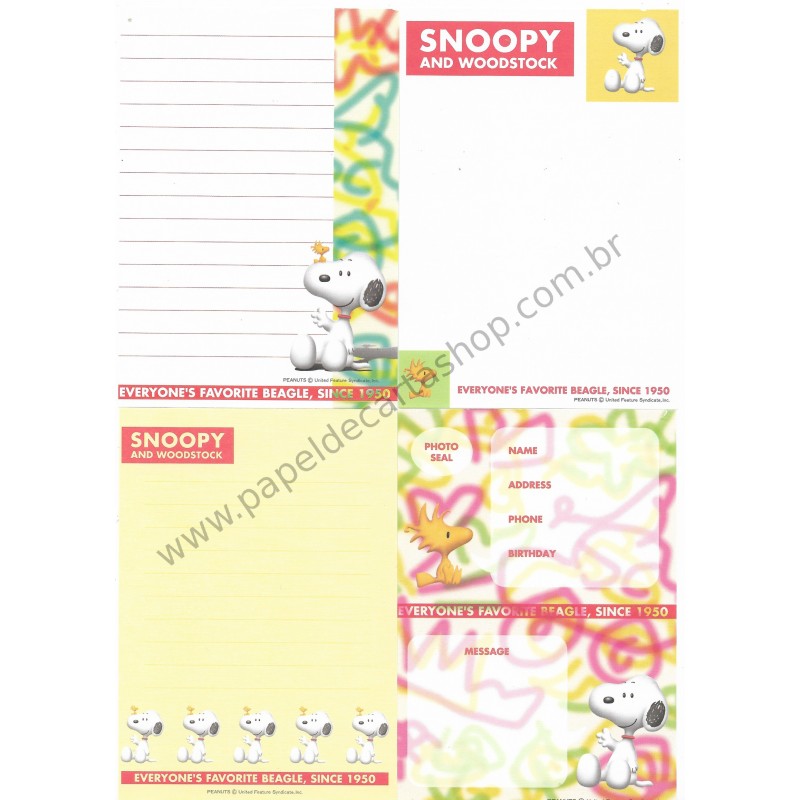 Kit 4 Notas SNOOPY Letras CVD Peanuts Japan