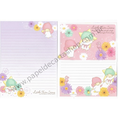 Ano 2015. Kit 2 Conjuntos de Papel de Carta Little Twin Stars Bright Sanrio