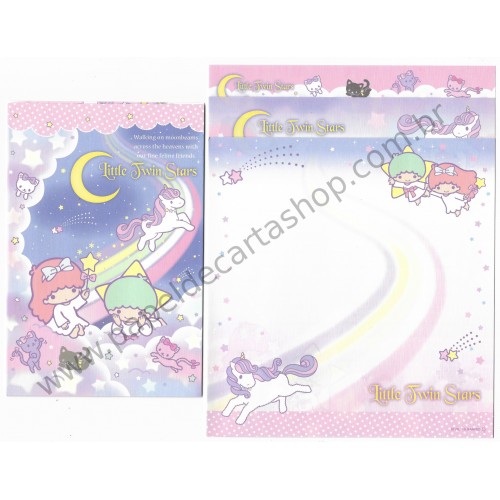 Ano 2015. Kit 2 Conjuntos de Papel de Carta Little Twin Stars Moonbeams Sanrio