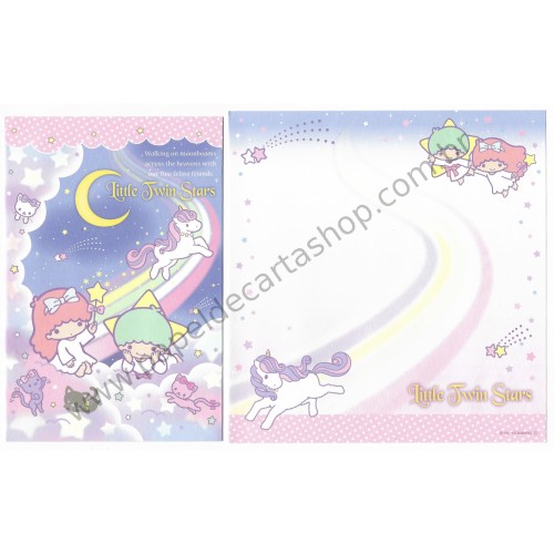 Ano 2015. Kit 2 Conjuntos de Papel de Carta Little Twin Stars Moonbeams Sanrio