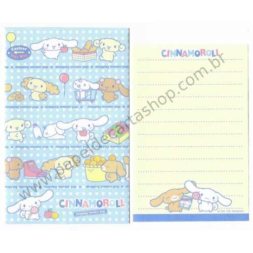 Ano 2006. Conjunto de Mini-Papel de Carta Cinnamoroll Shopping Sanrio