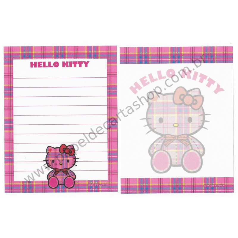 Ano 2009. Kit 2 Notas Hello Kitty Tartan 35th Anniversary Sanrio