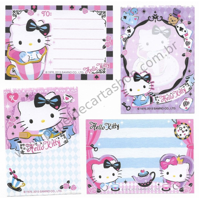 Ano 2013. Kit 4 MEMOS Hello Kitty Alice Sanrio