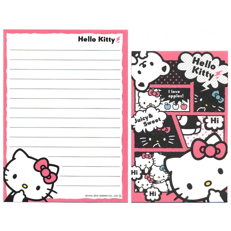 Ano 2014. Kit 2 Conjuntos de Mini-Papel de carta Hello Kitty CPN Sanrio