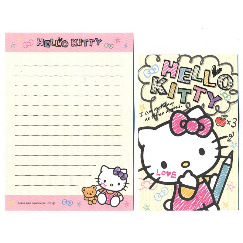 Ano 2012. Kit 2 Conjuntos de Mini-Papel de carta Hello Kitty Cup Sanrio