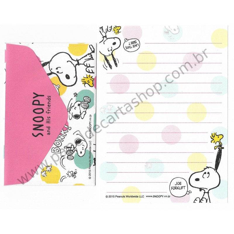 Kit 2 Conjuntos de Mini-Papéis de Carta SNOOPY BONK Peanuts