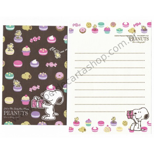 Kit 2 Conjuntos de Mini-Papéis de Carta SNOOPY Cupcakes Peanuts