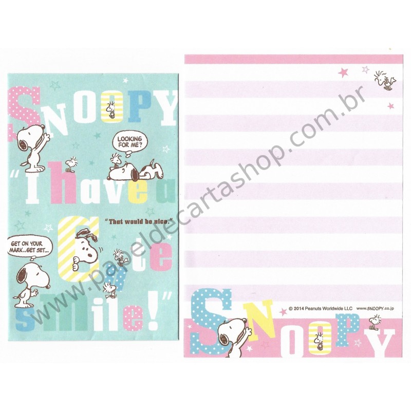 Kit 2 Conjuntos de Mini-Papel de Carta SNOOPY Cute Smile Peanuts